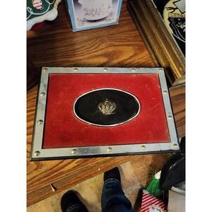 Vintage Griffon Black Leather And Silver Embellished Sweden Jewelry Box, Hinged